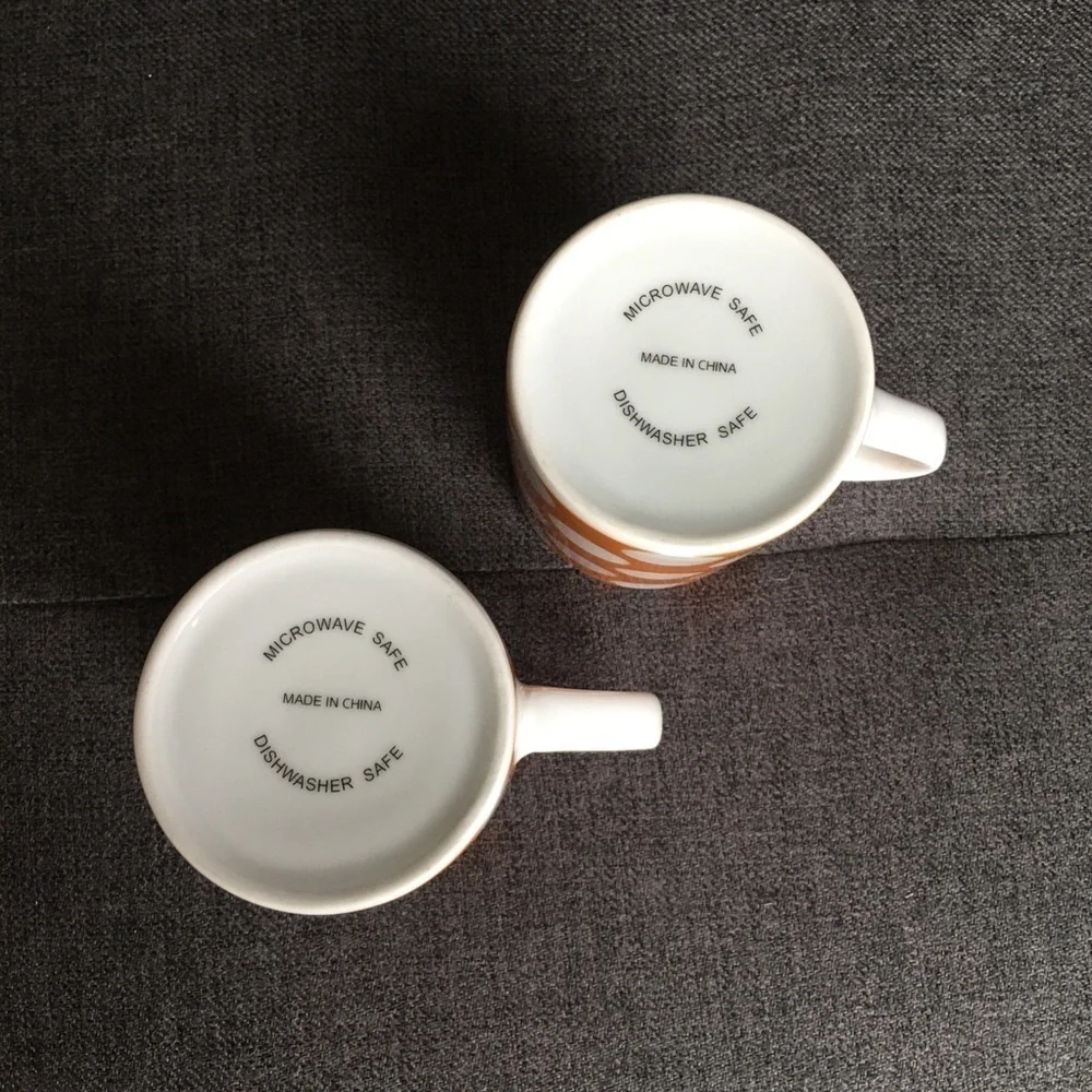 Set/2 Polka Dot Coffee Mugs, Yellow, White, 10 oz